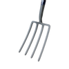 Close-up of a forged carbon steel digging fork with four sturdy tines and an ergonomic handle, ideal for farm, garden, and cultivating tasks in lawncare and best sellers collections.