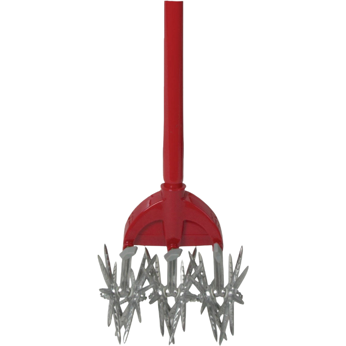 Garden tool with rust-proof serrated steel tines and a red comfort-grip handle, designed for easy soil loosening and weed removal, featured in Farm, Garden & Tool and Best Sellers collections.
