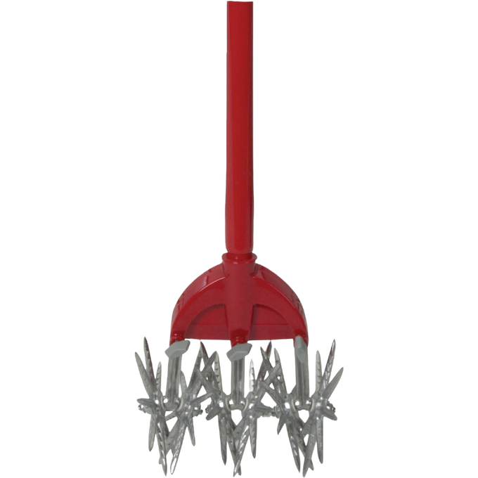 Garden tool with rust-proof serrated steel tines and a red comfort-grip handle, designed for easy soil loosening and weed removal, featured in Farm, Garden & Tool and Best Sellers collections.
