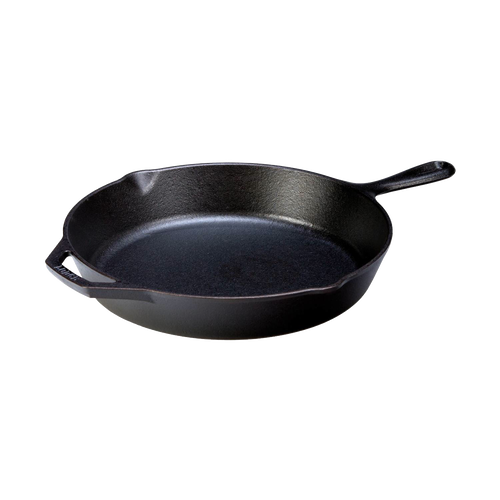 Pre-seasoned cast iron skillet featuring a classic design with durable construction and exceptional heat retention, ideal for Kitchen & Food, Cookware, Cast Iron, Best Sellers, and Promo Eligible collections.