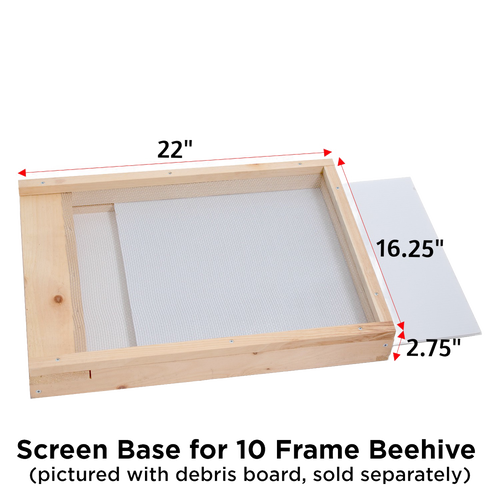 Handcrafted Amish-made wooden screen base with fine mesh for 10-frame hives, designed to help monitor varroa mites, made in USA, ideal for Farm, Garden & Tool and Beekeeping Supplies collections.