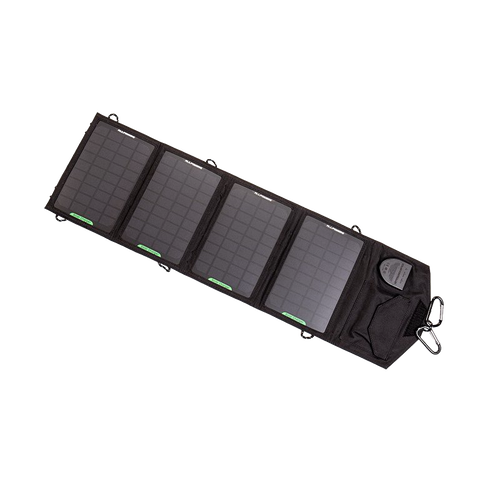 Foldable replacement solar array with multiple connected panels and built-in charging ports, designed for use with outdoor gear in Farm, Garden & Tool and Emergency Supplies collections.
