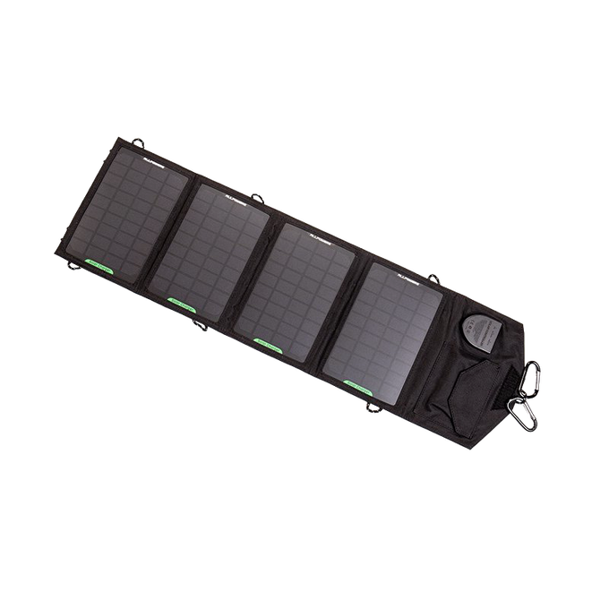 Foldable replacement solar array with multiple connected panels and built-in charging ports, designed for use with outdoor gear in Farm, Garden & Tool and Emergency Supplies collections.