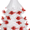 Unique handcrafted ceramic Christmas tree in white featuring vibrant red cardinal lights, perfect for adding festive warmth to Home & Decor, Holiday Decor, Best Sellers, and Promo Eligible collections.
