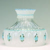 Handcrafted blue rose patterned glass oil lamp shade with a flared top and decorative embossed details, ideal for Lamps & Lighting, Lamp Shades, and Parts and Accessories collections.