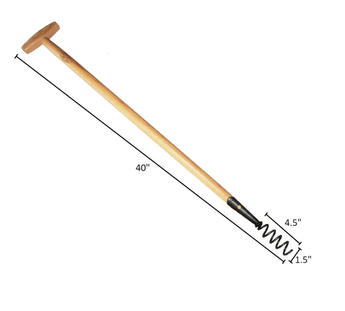 Handcrafted long-handled corkscrew weeder with a smooth wooden shaft and T-grip, designed for easy root removal while standing, featured in Farm, Garden & Tool, Digging and Cultivating, Best Sellers, Promo Eligible, and Sale collections.
