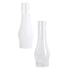 Two glass lamp chimneys with 3" bases, one frosted and one clear, designed for oil lamps, ideal for Lamps & Lighting, Parts and Accessories, Chimneys and Globes, Best Sellers, and Promo Eligible collections.