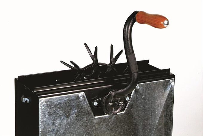 Handcrafted metal pump with wooden handle and rotating wheel, designed for efficient water flow, ideal for Appliances, Water Pumps, Shallow Well Pumps, and Best Sellers collections.