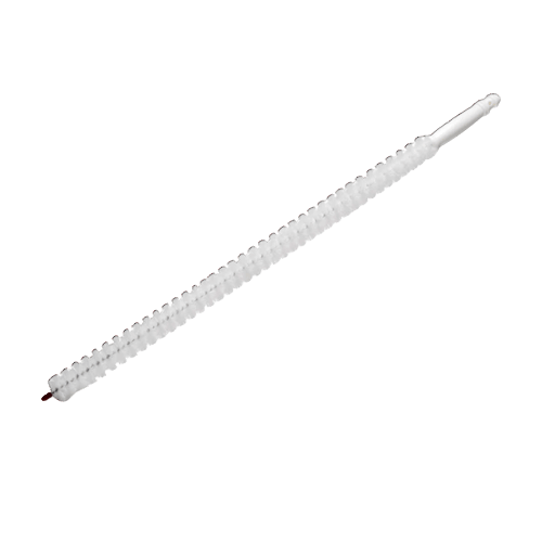 Flexible white bristle brush with spirally wound design for effective lint removal in upper dryer traps, handcrafted and made in USA, ideal for household cleaning and home decor.
