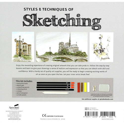 Instruction book and drawing supplies including pencils, blending stick, eraser, sharpener, and chalk pastels, featured in arts and crafts, children's toys, and best sellers collections.