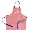 Handcrafted vinyl apron with classic red gingham pattern and adjustable blue straps, featuring two spacious pockets, designed for Kitchen & Food, Kitchen Accessories, USA Made, and Best Sellers collections.