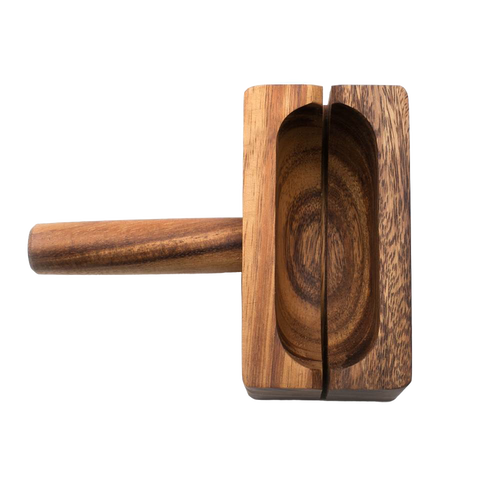 Handcrafted acacia hardwood bagel miter with wide base and knife slots for steady, safe slicing, perfect for Kitchen & Food, Food Prep, and Kitchen Accessories collections.