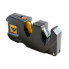 Compact black handheld knife sharpener with yellow and silver sharpening components, designed for quick and easy blade maintenance, featured in sharpening, kitchen, and hardware collections.