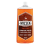Amber liquid in a clear plastic bottle of wood furniture polish and multi-purpose cleaner with white screw cap, highlighting handmade quality and USA Made attributes for home care collections.