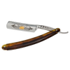 Handcrafted straight razor with a hollow ground steel blade featuring vintage engraving and a polished brown handle, perfect for Grooming and Personal Hygiene, Health & Wellness, and Best Sellers collections.