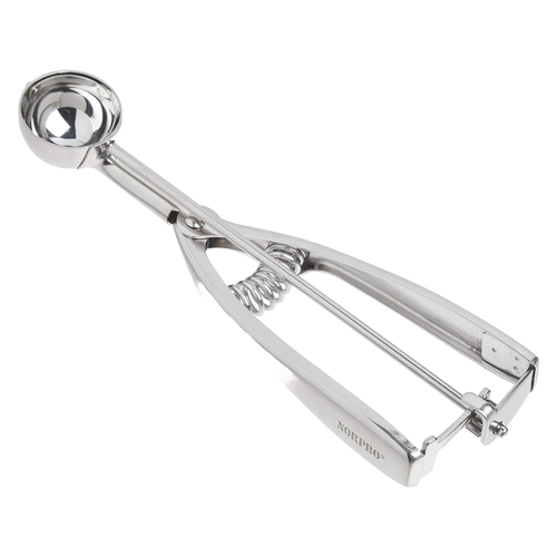 Handcrafted stainless steel cookie dough scoop with spring release handle, designed for uniform balls, ideal for Kitchen & Food, Cookware, Baking Supplies, Kitchen Gadgets collections.