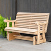 Handcrafted Amish-made outdoor glider swing constructed from low-maintenance cypress wood with contoured back and curved armrests, ideal for porch or garden seating in Home & Decor and Outdoor Furniture collections.