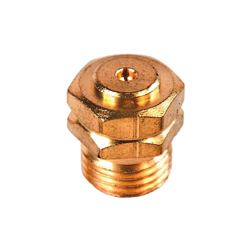 Brass natural gas orifice with threaded base and central hole, compatible with gas lighting fixtures, featured in Lamps & Lighting, Gas Lights, Best Sellers, and Promo Eligible collections.