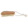 Soft-bristled foot brush with a durable oiled beechwood handle shaped for children's feet, featuring a hanging loop; ideal for gentle cleaning in Health & Wellness and Grooming collections.