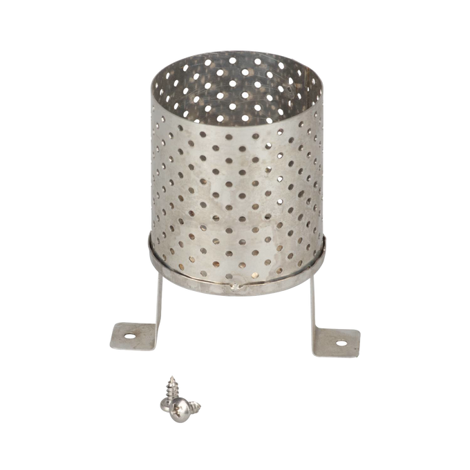 Stainless steel perforated radiator designed for use with lamps, featuring mounting brackets and screws, ideal for Lamps & Lighting, Parts and Accessories, and Best Sellers collections.