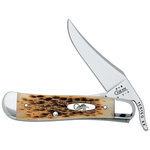 Handcrafted pocket knife with a stainless steel blade and amber bone handle featuring unique jigging, designed for Farm, Garden & Tool, Knives & Axes, and USA Made collections.