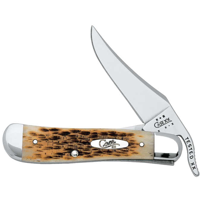 Handcrafted pocket knife with a stainless steel blade and amber bone handle featuring unique jigging, designed for Farm, Garden & Tool, Knives & Axes, and USA Made collections.