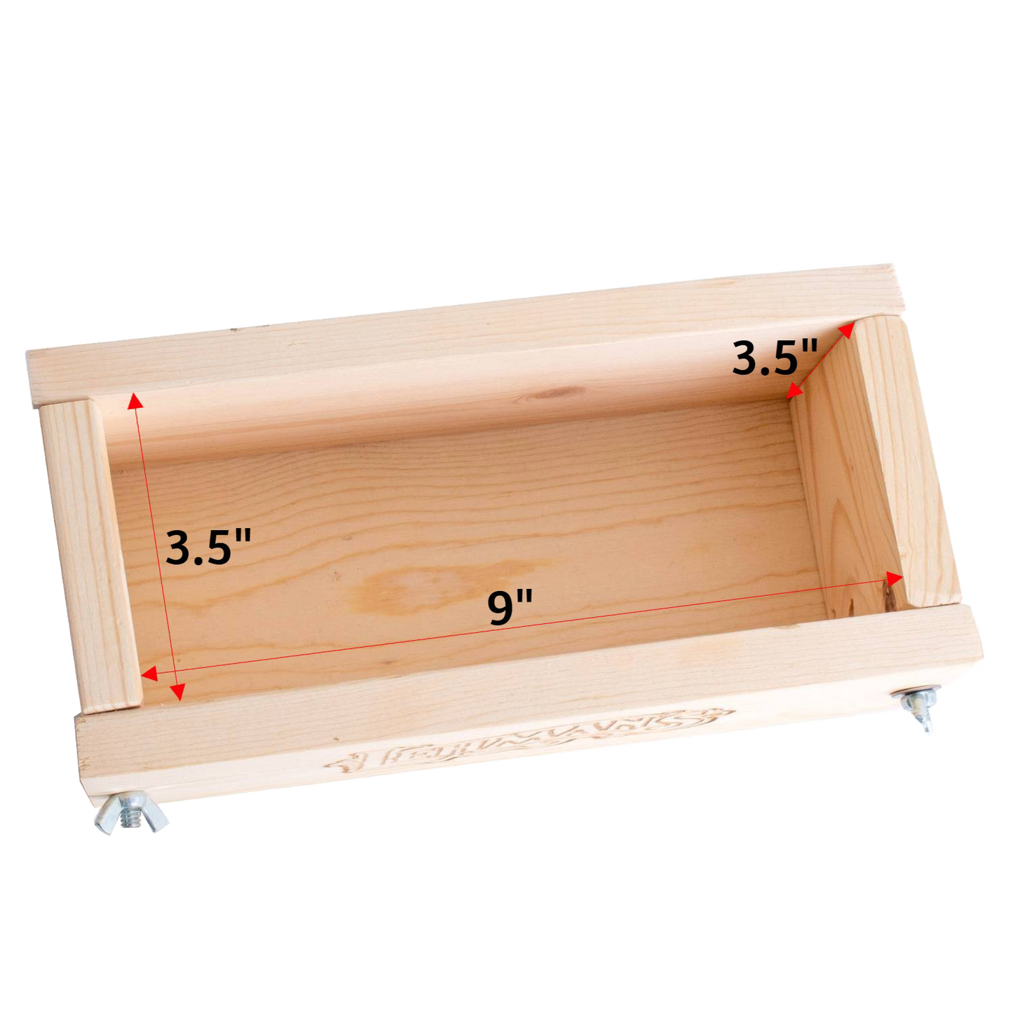 Handcrafted Amish-style wooden soap loaf mold made from durable pine with adjustable wingnuts, designed for cold process soap in Health & Wellness and USA Made collections.