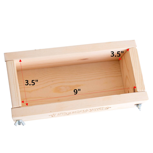 Handcrafted Amish-style wooden soap loaf mold made from durable pine with adjustable wingnuts, designed for cold process soap in Health & Wellness and USA Made collections.