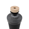 Close-up of a black Berkey water filter element featuring a wooden knob on top, designed for gravity-fed water filtration in appliances and water treatment collections.