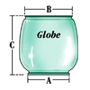 Handcrafted red replacement globe for oil lanterns with base diameter 2-3/4", top diameter 3-1/4", and height 4", ideal for Lamps & Lighting, Camping, and Emergency Supplies collections.
