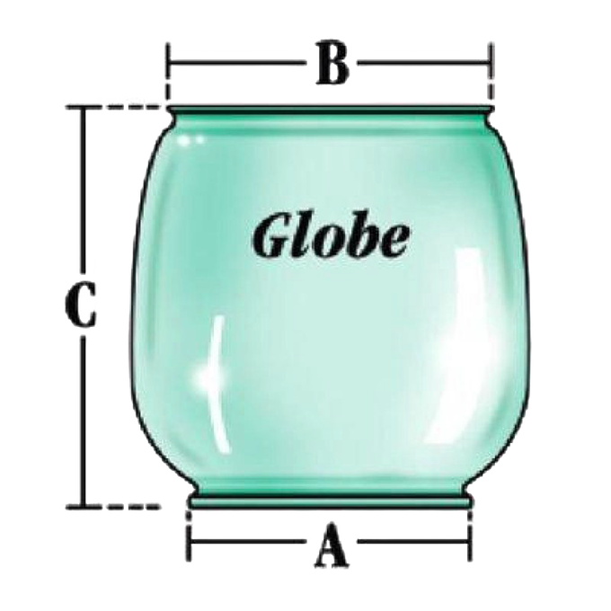 Handcrafted red replacement globe for oil lanterns with base diameter 2-3/4", top diameter 3-1/4", and height 4", ideal for Lamps & Lighting, Camping, and Emergency Supplies collections.
