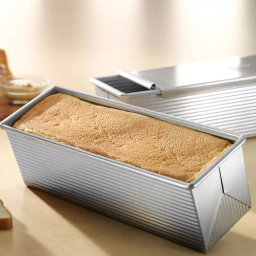 Handcrafted heavy-duty aluminized steel loaf pan with lid, designed for even heat conduction and perfect sandwich bread baking; ideal for Kitchen & Food, Cookware, Baking Supplies, and Best Sellers collections.