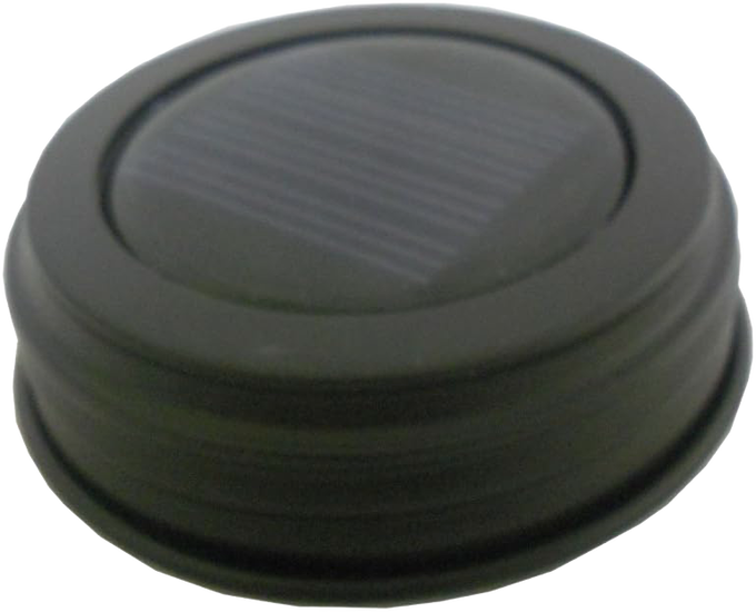 Rustic brown solar-powered jar lid with integrated solar panel for eco-friendly garden and patio lighting, ideal for Home & Decor and Best Sellers collections.