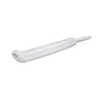 Flexible white bristle brush with a spirally wound design and white handle, crafted in the USA for effective cleaning of lower lint dryer traps in household cleaning and home decor.