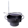 Handcrafted Amish-made steel fire pit with circular outer ring and swinging grill attachment, designed for outdoor cooking and patio use in Farm, Garden & Tool and Grilling collections.