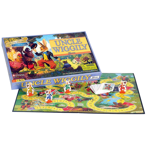 Colorful vintage-style board game featuring character pieces of a rabbit gentleman and friends on a numbered path, part of Toys, Books & Games and Best Sellers collections.