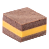 Handmade hypoallergenic bar soap with a layered brown and yellow design, crafted in USA, ideal for Health & Wellness, Grooming, and Soaps collections.