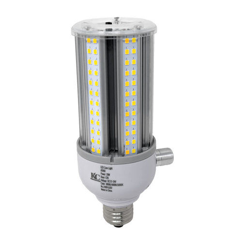 Dimmable 20-watt LED corn light bulb with clear casing and visible LED chips on a white base, designed for energy-efficient bright lighting in Lamps & Lighting and LED collections.