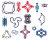 Intricate handcrafted geometric designs in vibrant red, blue, and green tones, showcasing unique pattern shapes ideal for children's toys, arts and crafts, and best seller collections.