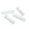 Set of four clear glass dishes with curved edges to securely hold ears of corn and catch melted butter, handcrafted for Kitchen & Food, Storage and Serving, Best Sellers, and Promo Eligible collections.