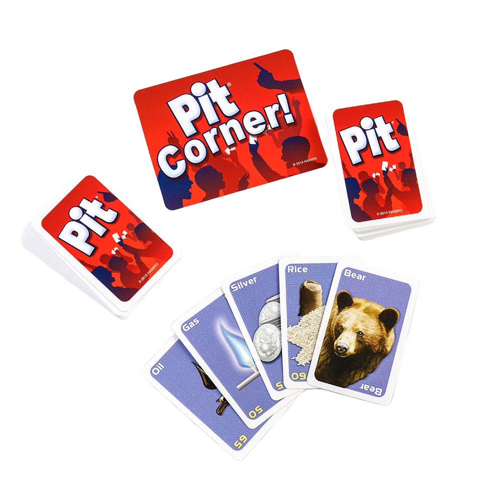 Set of playing cards from a lively trading card game featuring colorful resource illustrations including oil, gas, silver, rice, and a bear, designed for Toys, Books & Games, Table and Board Games, and Best Sellers collections.