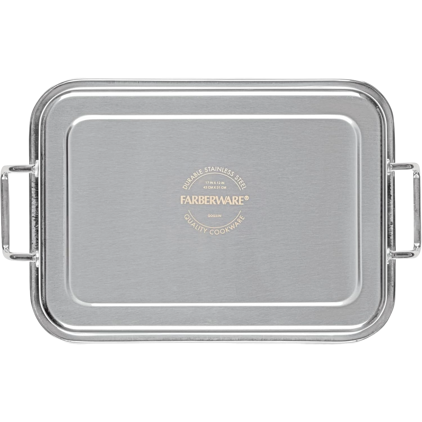 Rectangular stainless steel roaster lid with side handles, featuring durable construction and embossed logo, suitable for Kitchen & Food, Cookware, Pots and Pans, Best Sellers, and Promo Eligible collections.
