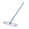 Lightweight floor mop with telescopic blue handle and wide microfiber cleaning pad, designed to remove dirt, grease, and bacteria from hard surfaces, featured in Home & Decor and Household Cleaning collections.