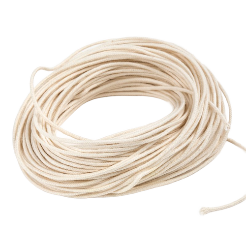 Coiled medium paper core wick with natural cotton fibers, designed for container candles 2 to 4 inches wide, featured in Lamps & Lighting, Candles and Candlemaking, and Best Sellers collections.
