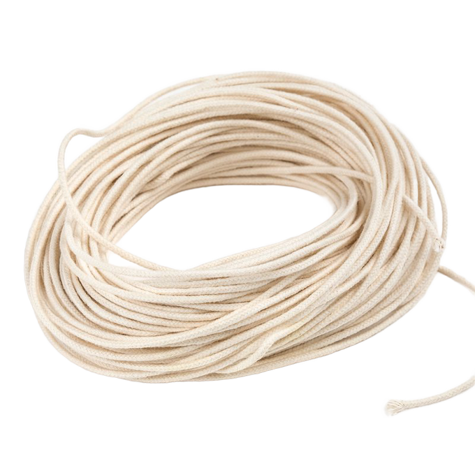 Coiled medium paper core wick with natural cotton fibers, designed for container candles 2 to 4 inches wide, featured in Lamps & Lighting, Candles and Candlemaking, and Best Sellers collections.