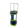 Black and green LED lantern with foldable metal handles and bright white light, designed for versatile use in camping, emergency supplies, and outdoor lighting collections.