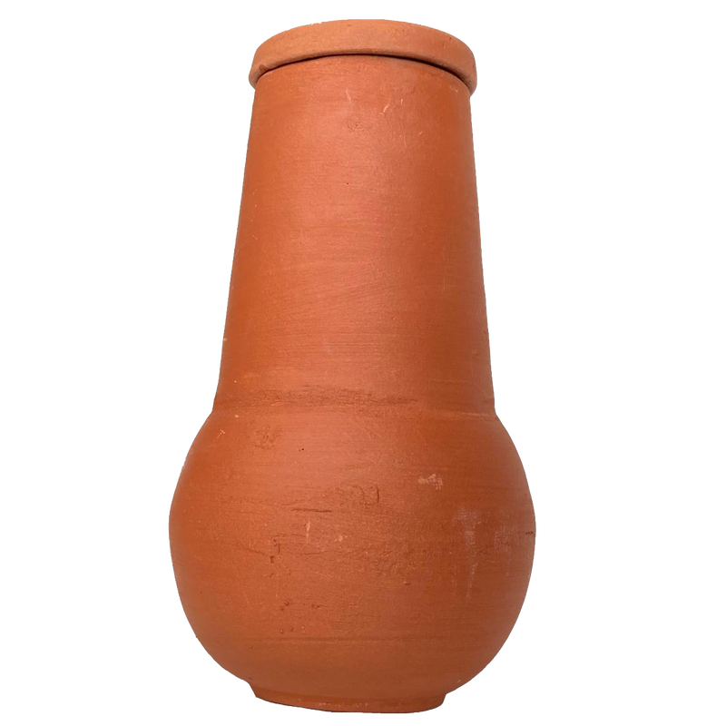 Handcrafted unglazed terra cotta watering pot in natural clay color, designed for slow water release in small gardens and container beds, featured in Farm, Garden & Tool and Lawncare collections.
