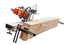 Portable chainsaw mill setup with guide rails cutting a large timber beam, ideal for precision woodworking in Farm, Garden & Tool and Wood Cutting collections.