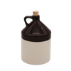 Handcrafted stoneware jug with handle and cork stopper in two-tone brown and cream glaze, made in USA, perfect for Kitchen & Food, Storage and Serving, Best Sellers, and Promo Eligible collections.