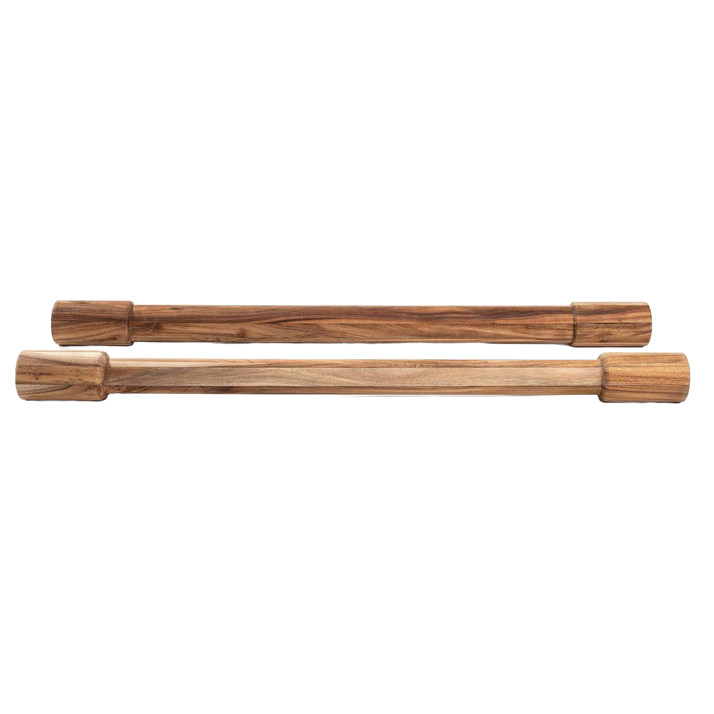 Set of two handcrafted 24-inch acacia wood rolling pins with fixed handles for precise dough rolling, ideal for Kitchen & Food, Cookware, Baking Supplies, Best Sellers, and Promo Eligible collections.